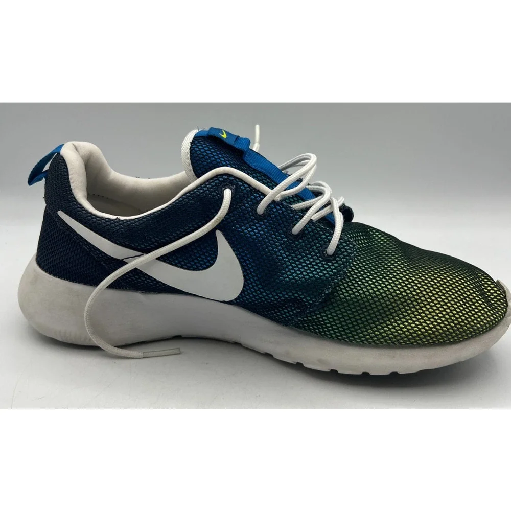 Nike Roshe Run Mens 8 Blue Green Yellow Mesh Sneakers 511881-413 Running Shoes